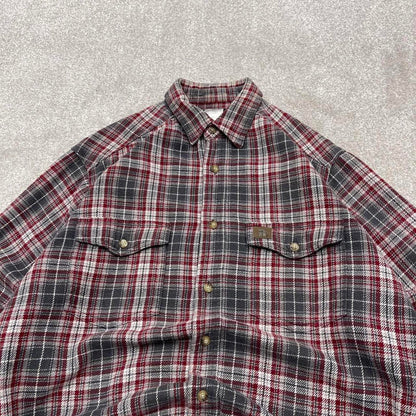 Wrangler Checkered plaid flannel shirt M red men's long sleeve thick over shirt autumnal y2k style