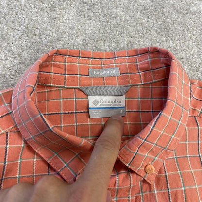 Columbia checkered short sleeve shirt y2k pink Festival style check button down summer shirt