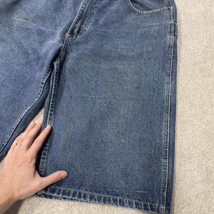 Long baggy denim shorts Y2K carpenter blue GZE loose skater style cargo shorts