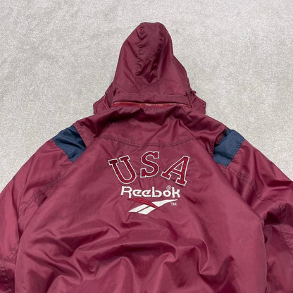 Vintage y2k technical windbreaker jacket burgundy Boxy embroidered bomber jacket with detailing