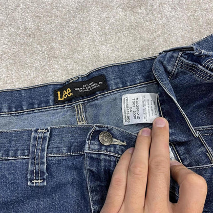 Lee baggy carpenter shorts cargo blue Loose leg workwear skater jorts