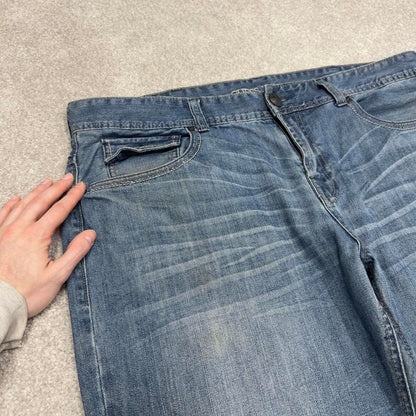 Vintage Y2k GUESS shorts embroidered blue Loose leg denim summer festival jorts