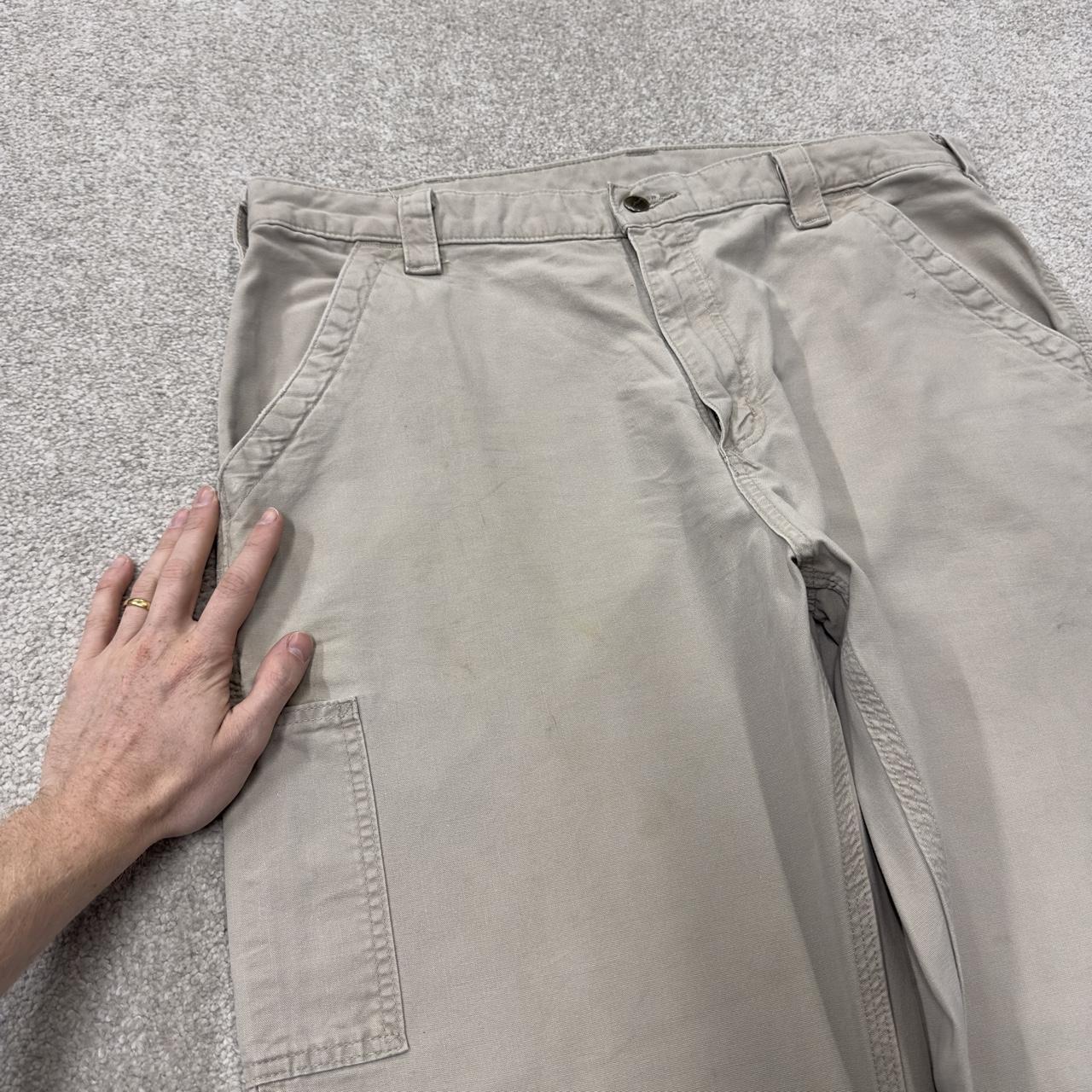 baggy vintage Carhartt carpenter pants beige y2k Loose leg 2000s style skater workwear cargos
