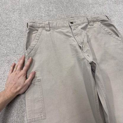baggy vintage Carhartt carpenter pants beige y2k Loose leg 2000s style skater workwear cargos
