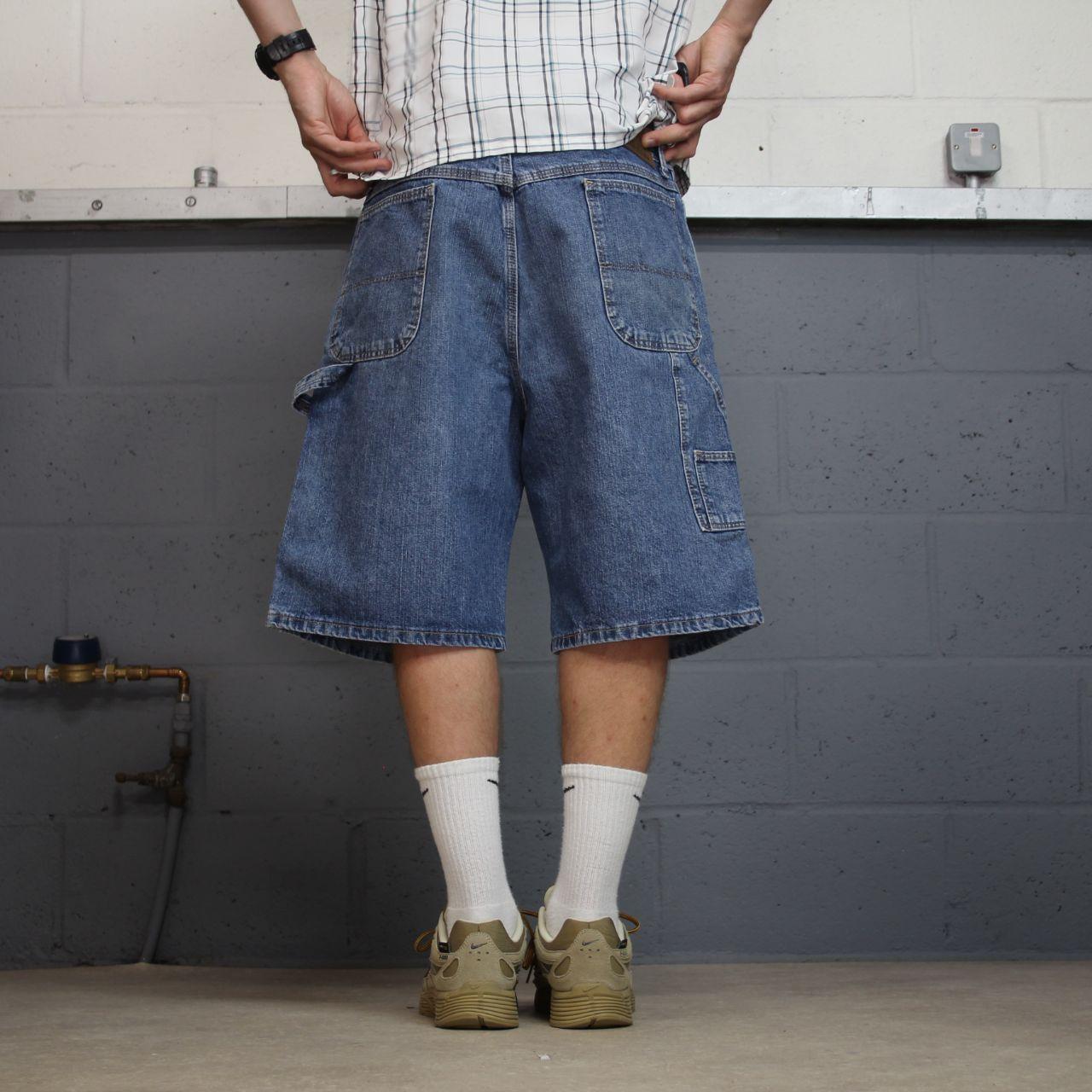 Old Mill denim cargo shorts y2k blue Loose skater style carpenter work shorts