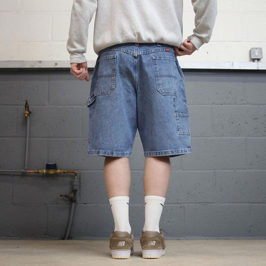 Y2k baggy Wrangler carpenter shorts skater style blue Denim wide leg summer festival jorts