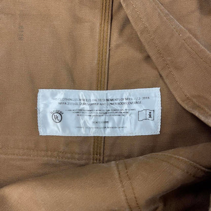 Tan Carhartt FR dungarees W42L36 padded canvas overalls 90s style fire resistant utility workwear