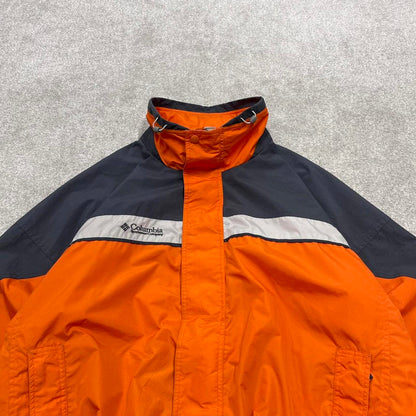 Y2K Columbia technical jacket orange Hooded paneled embroidered adjustable tech coat