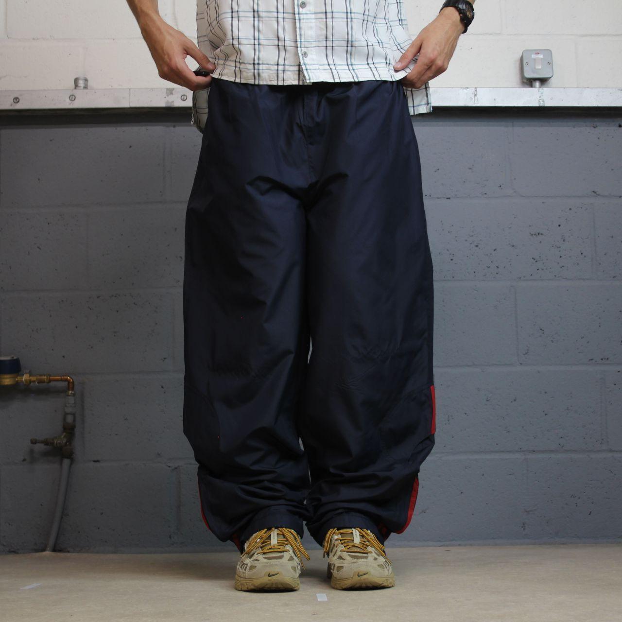 Y2K baggy Adidas tracksuit bottoms navy XL Wide leg mesh lined side stripe track pants