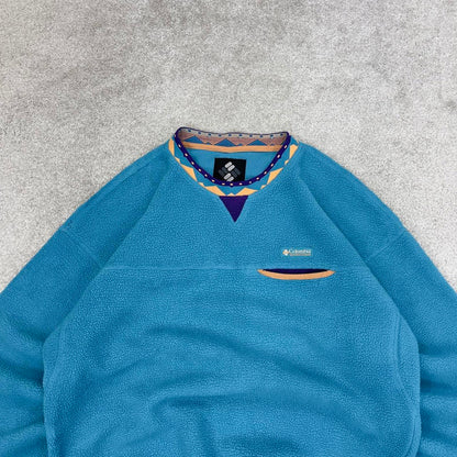 Blue vintage Columbia technical fleece Large y2k pull over style autumn outdoors hiking