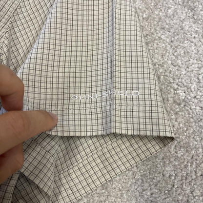 Columbia checkered short sleeve shirt boxy beige Y2K surf style check shirt summer festival