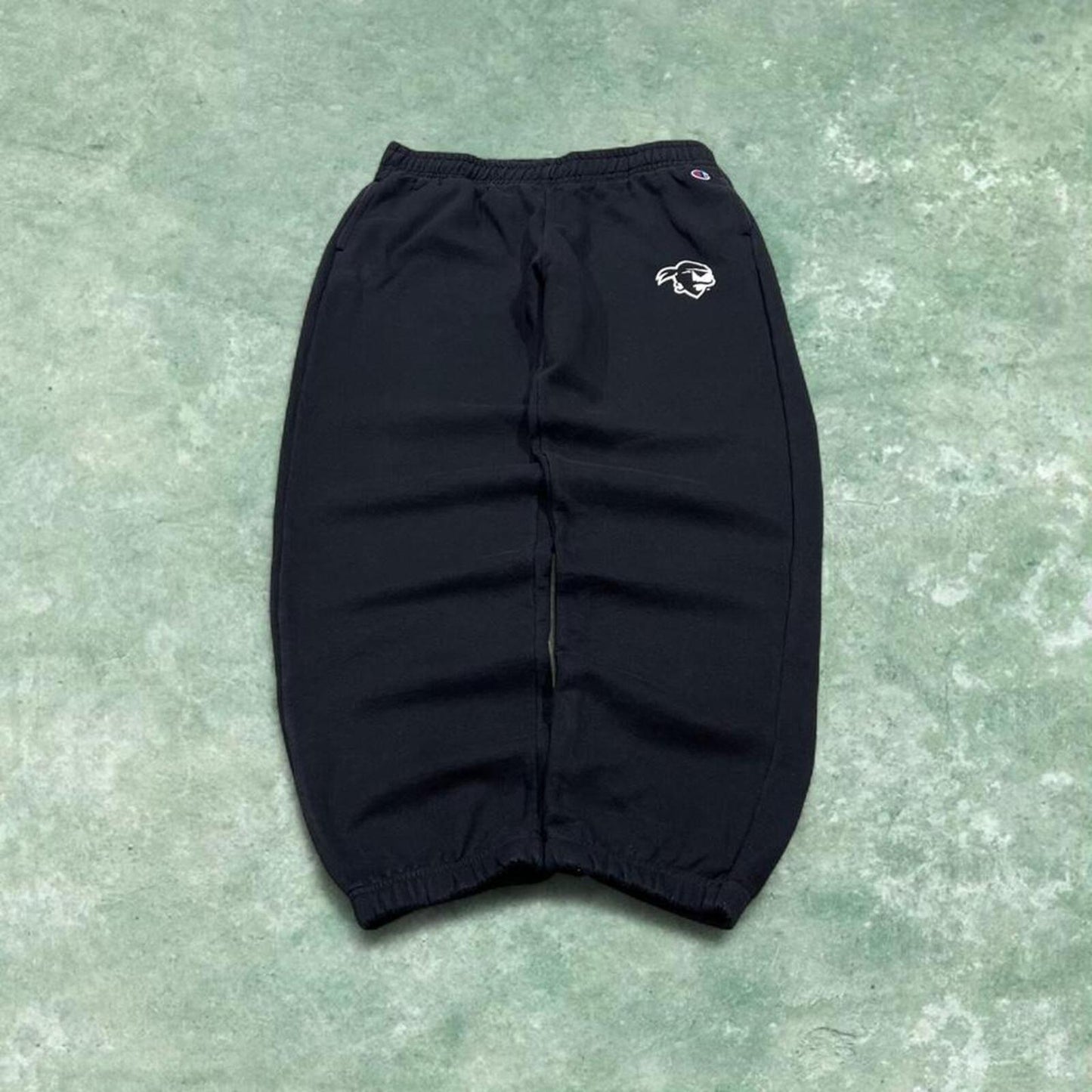 Y2k Champion sweatpants black cuffed joggers Loose pirates print tracksuit bottoms