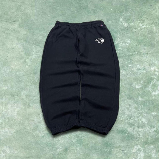 Y2k Champion sweatpants black cuffed joggers Loose pirates print tracksuit bottoms