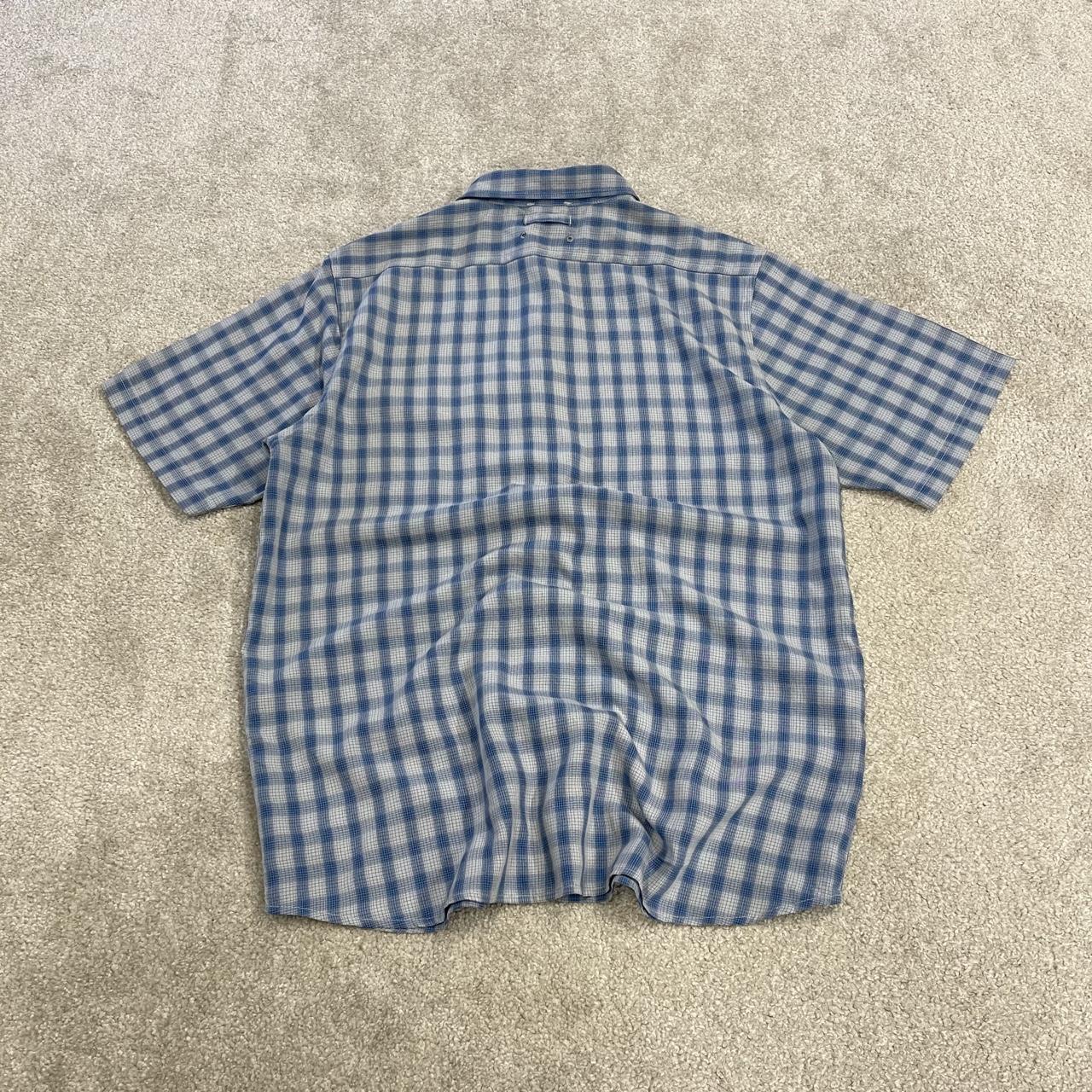 North face checkered short sleeve shirt y2k blue TNF surf style check shirt button summer