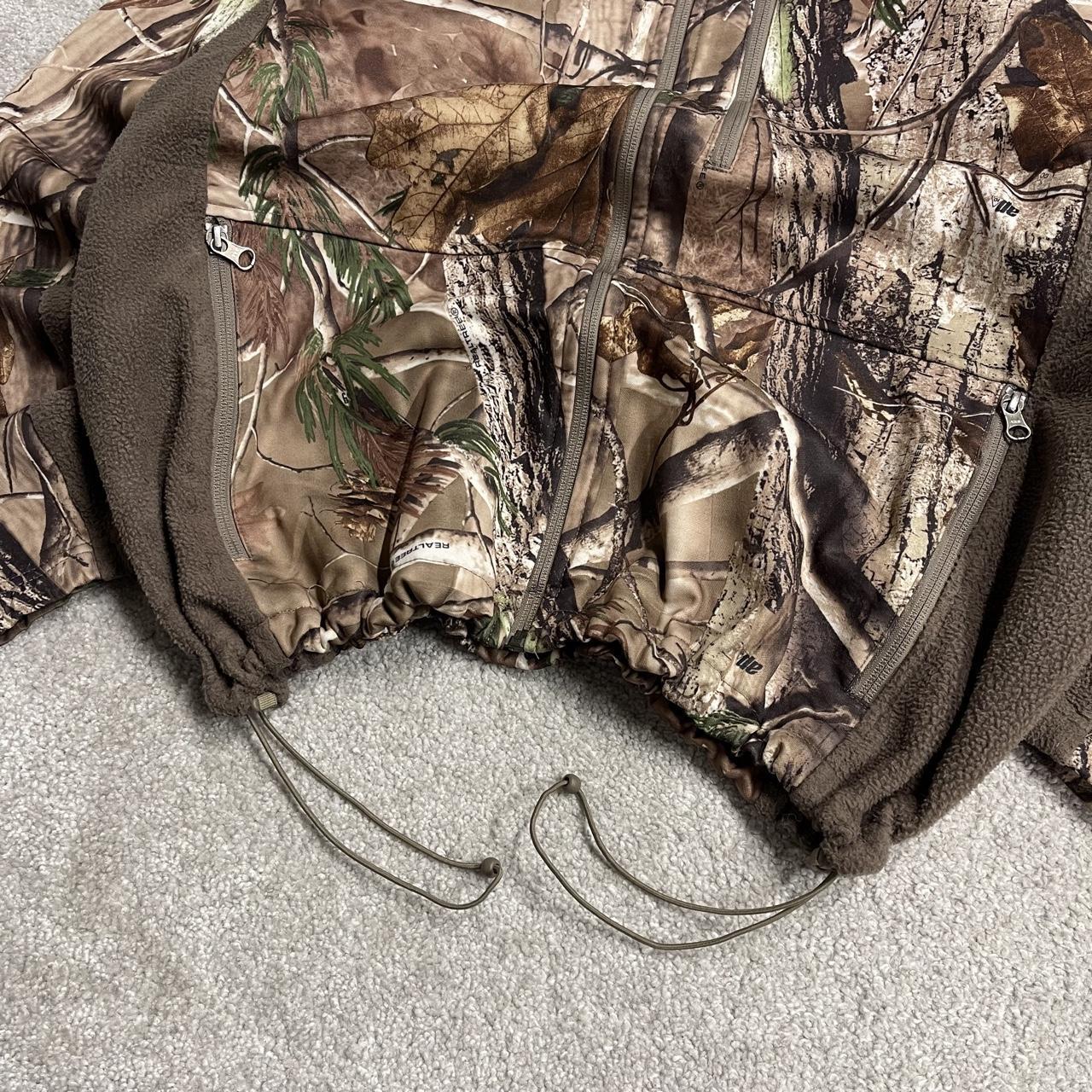 Realtree camo windbreaker fleece jacket brown Full zip y2k adjustable technical camouflage coat