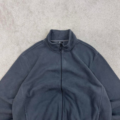 Y2K Starter technical fleece XL grey full zip embroidered logo pockets autumn