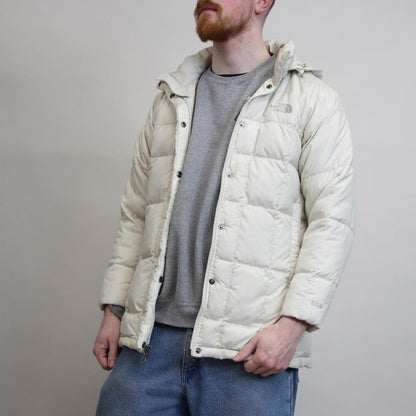 Women's North Face jacket M cream tnf 600 down hooded puffer coat