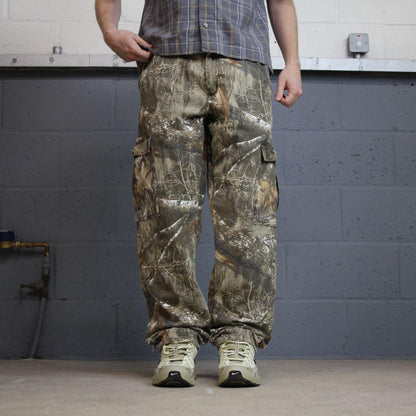 Y2K fleece camo cargo pants khaki Straight fleece whitewater outdoors camouflage utility trousers