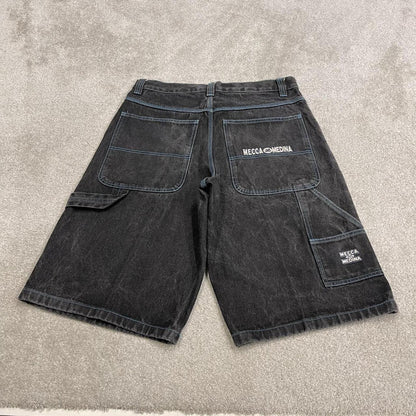 Y2k baggy MECCA denim shorts black Proper baggy loose skater carpenter jorts