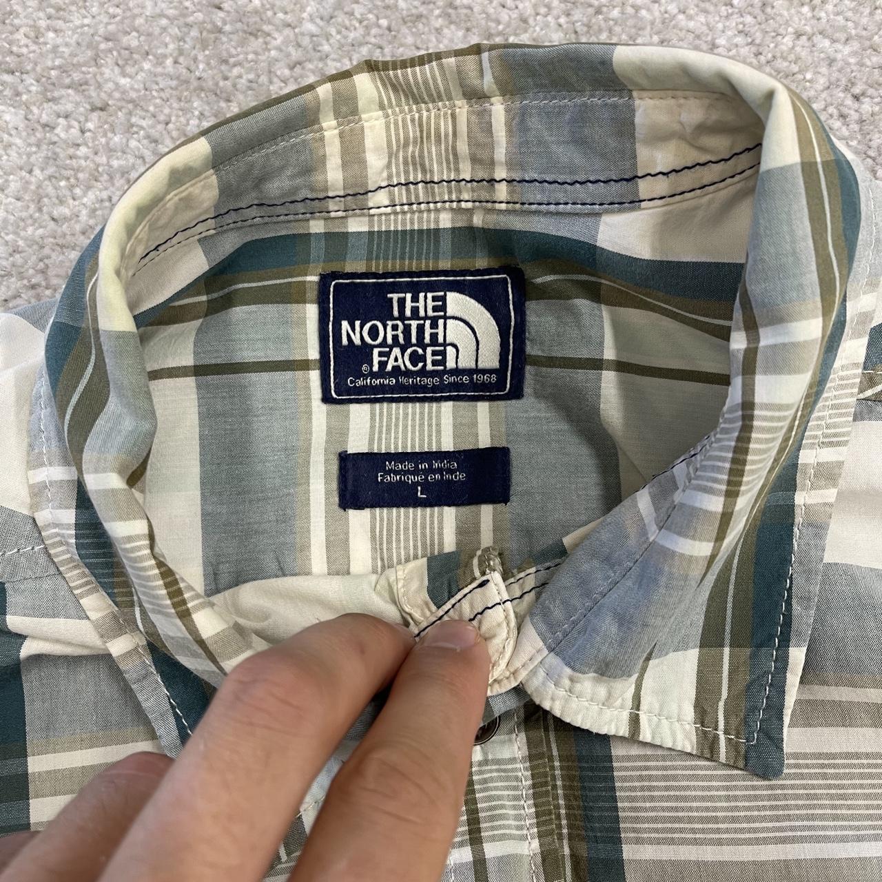 North face checkered short sleeve shirt blue TNF surf style check shirt button down summer