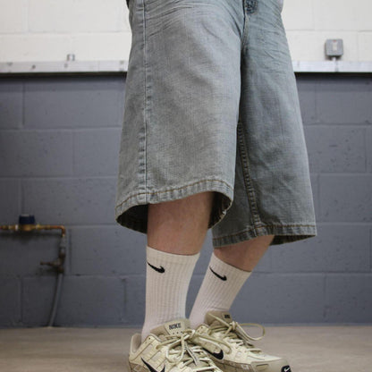 Long Baggy denim shorts y2k blue Brooklyn Xpress skater style brand surf jorts