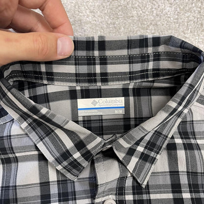 Columbia checkered shirt short sleeve y2k grey Festival surfer style button down summer shirt