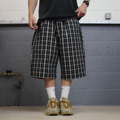 Dickies baggy checkered shorts carpenter black Check surf style skater shorts long wide leg