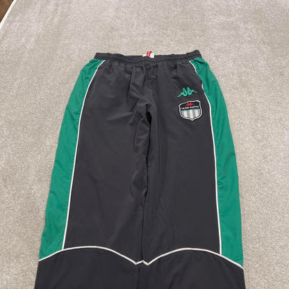 Vintage Y2K Kappa tracksuit bottoms grey green Mesh lined embroidered logo gym loose track pants