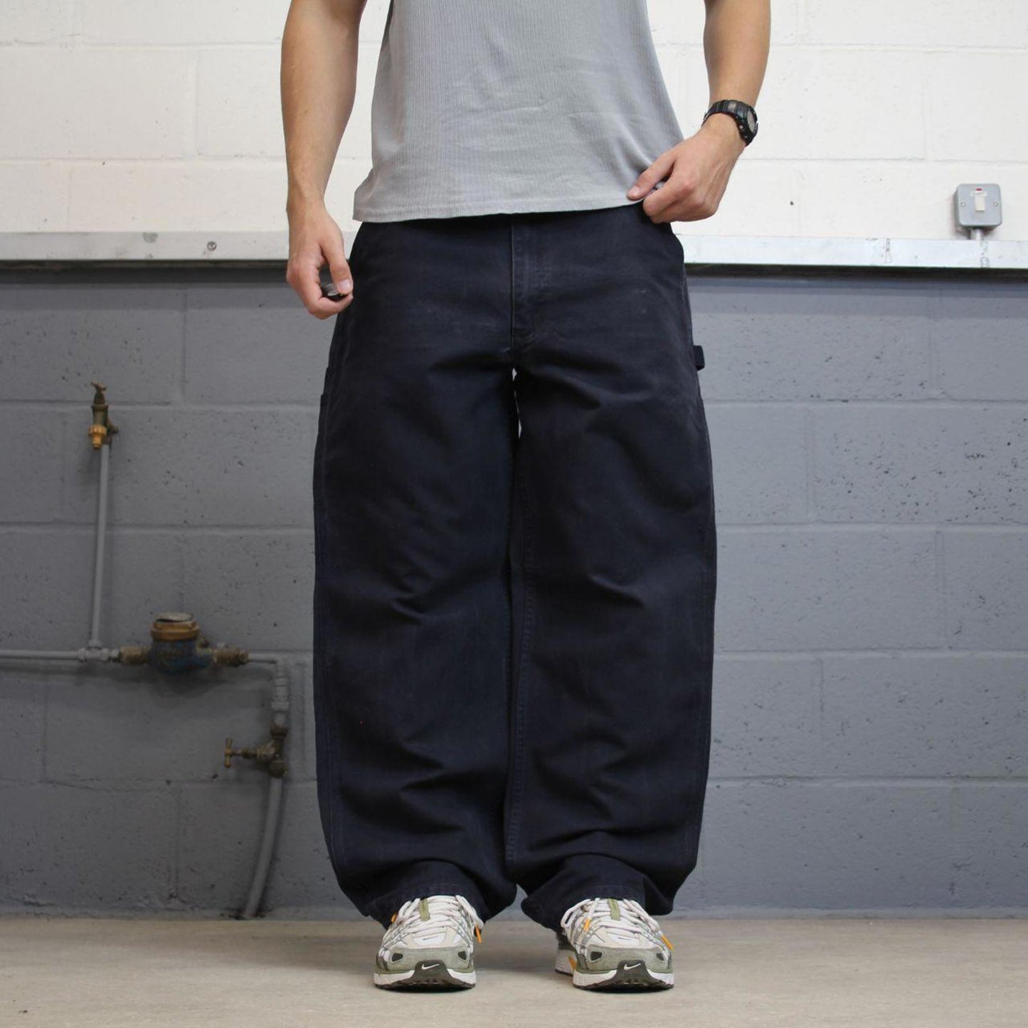 Baggy Carhartt carpenter jeans W36L32 navy loose 90s skater style canvas workwear cargos