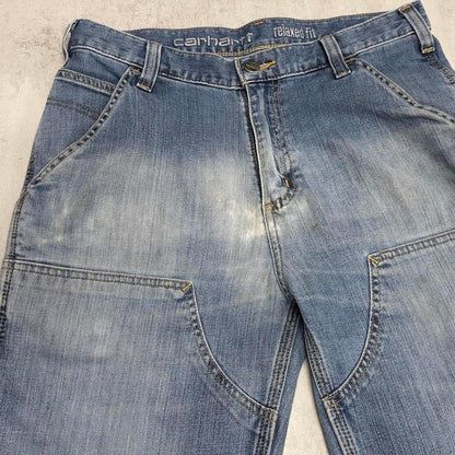 Mens Carhartt double knee carpenter jeans W30 L34 blue relaxed denim jeans