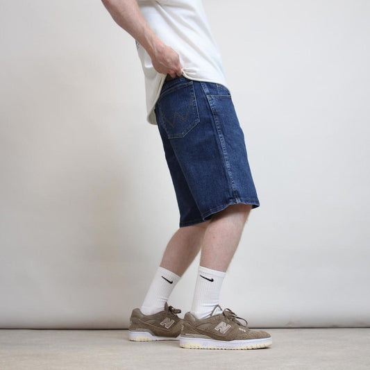Mens Loose Wrangler jorts W34 blue loose denim skater style shorts