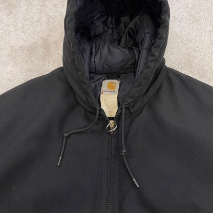 Black Carhartt hooded active jacket XL canvas bomber 90s style skater jacket