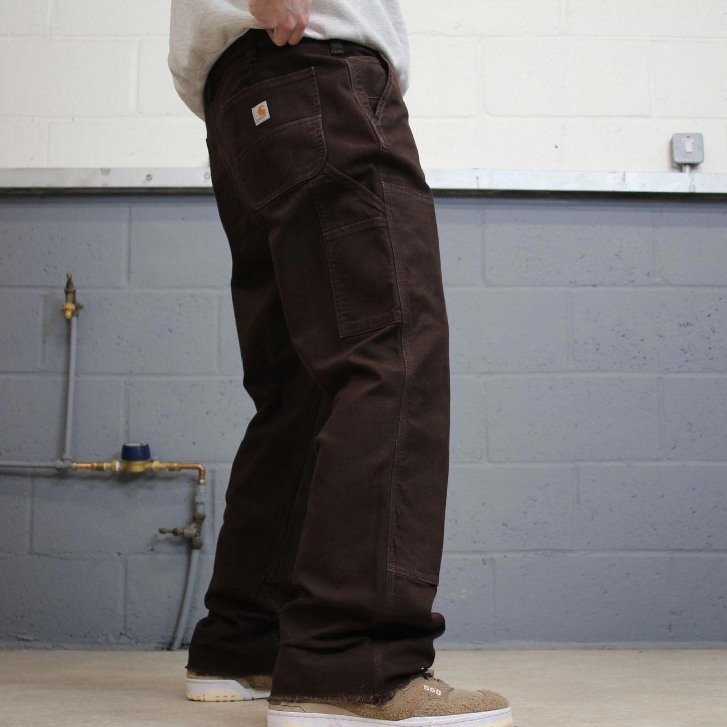 Brown Carhartt double knee carpenter jeans women's 14 90s style canvas cargos