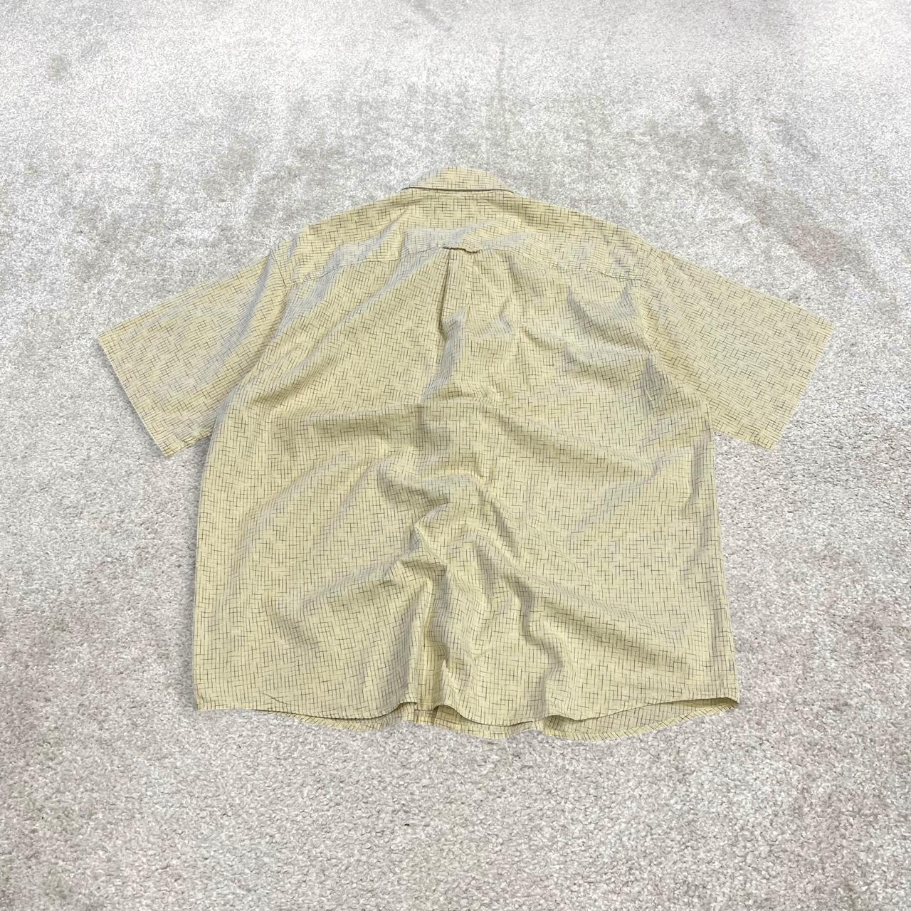 Columbia pattern boxy short sleeve shirt yellow Y2K festival style button down summer shirt