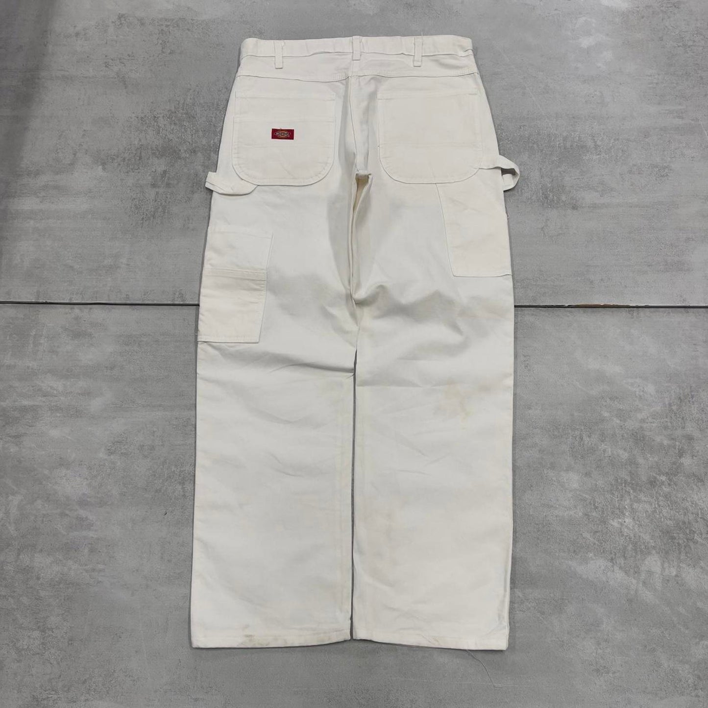 Mens Dickies carpenter pants W34 L30 white loose painter worker cargos