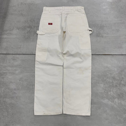 Mens Dickies carpenter pants W34 L30 white loose painter worker cargos