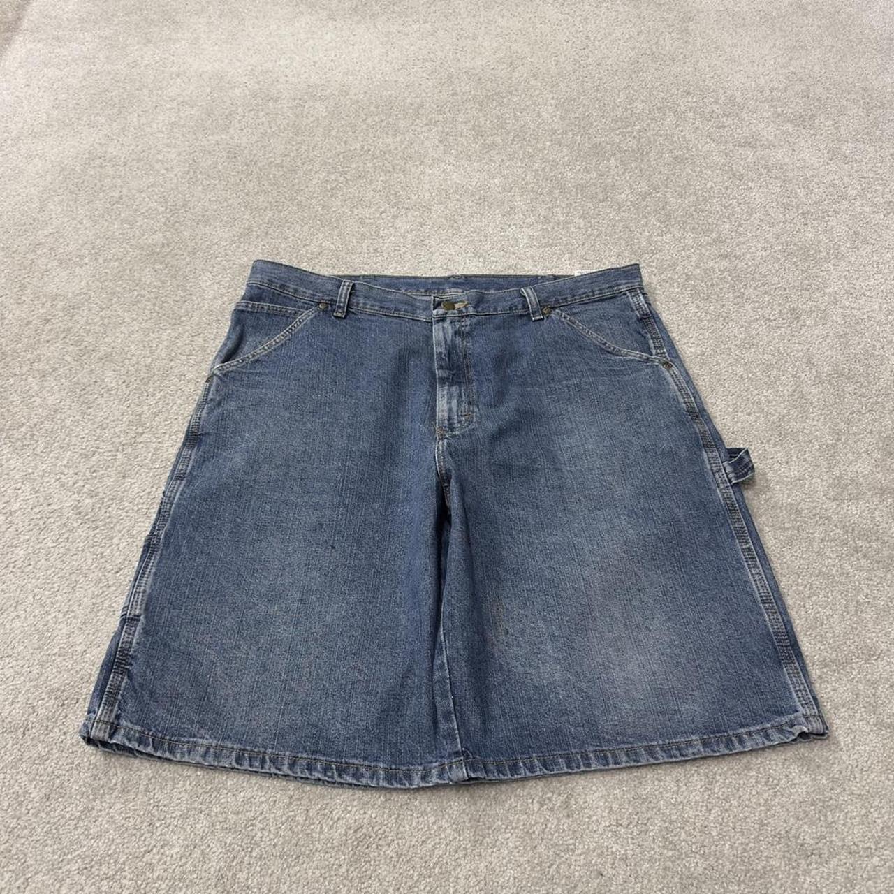 Old Mill denim cargo shorts y2k blue Loose skater style carpenter work shorts