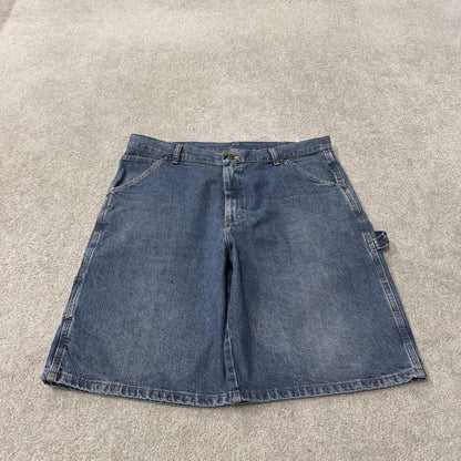 Old Mill denim cargo shorts y2k blue Loose skater style carpenter work shorts