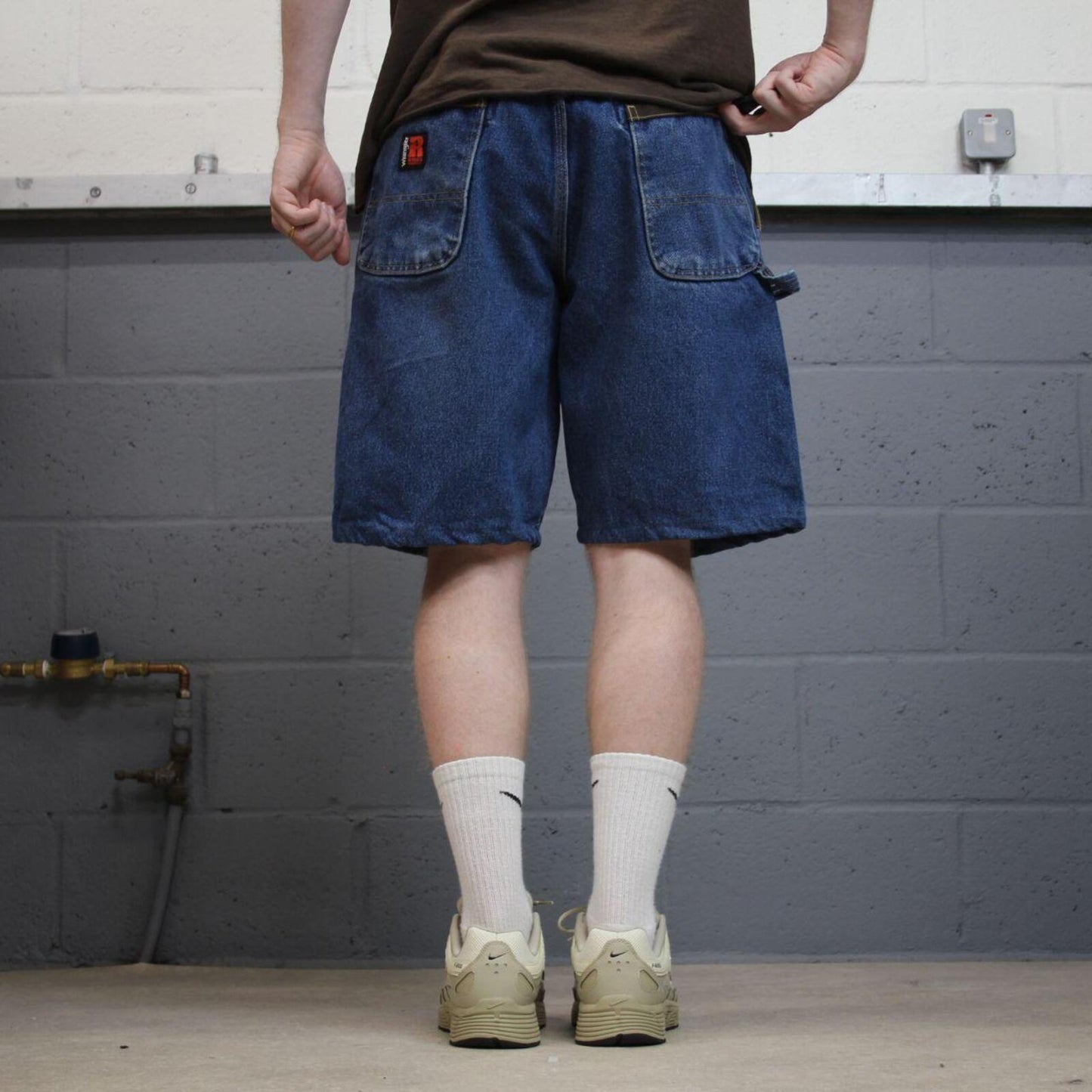 Wrangler Y2K denim carpenter shorts workwear blue Loose cargo 100% cotton jorts summer festival