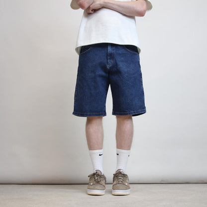 Mens Loose Wrangler jorts W34 blue loose denim skater style shorts