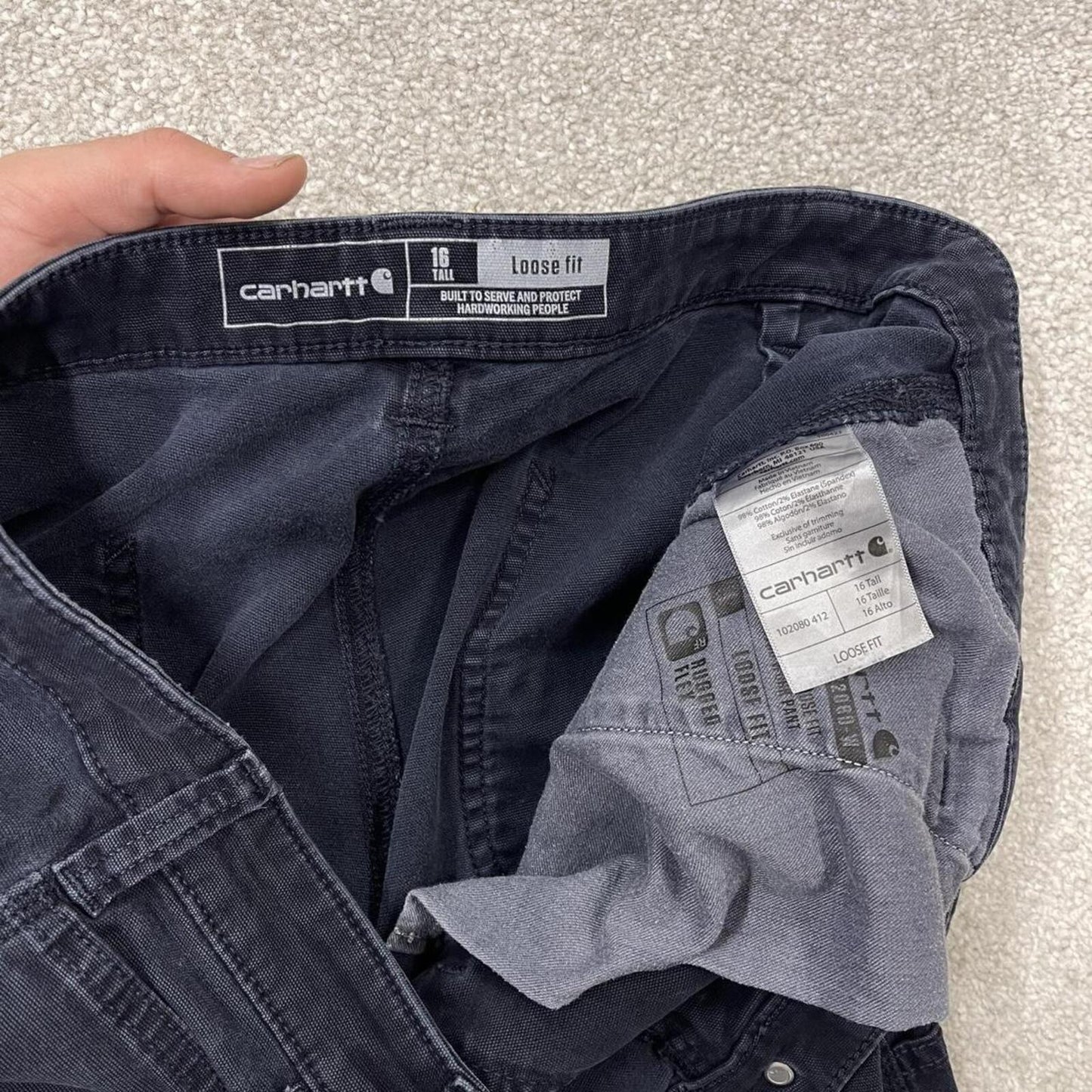 Carhartt carpenter work pants loose fit navy Women's cargo workwear trousers