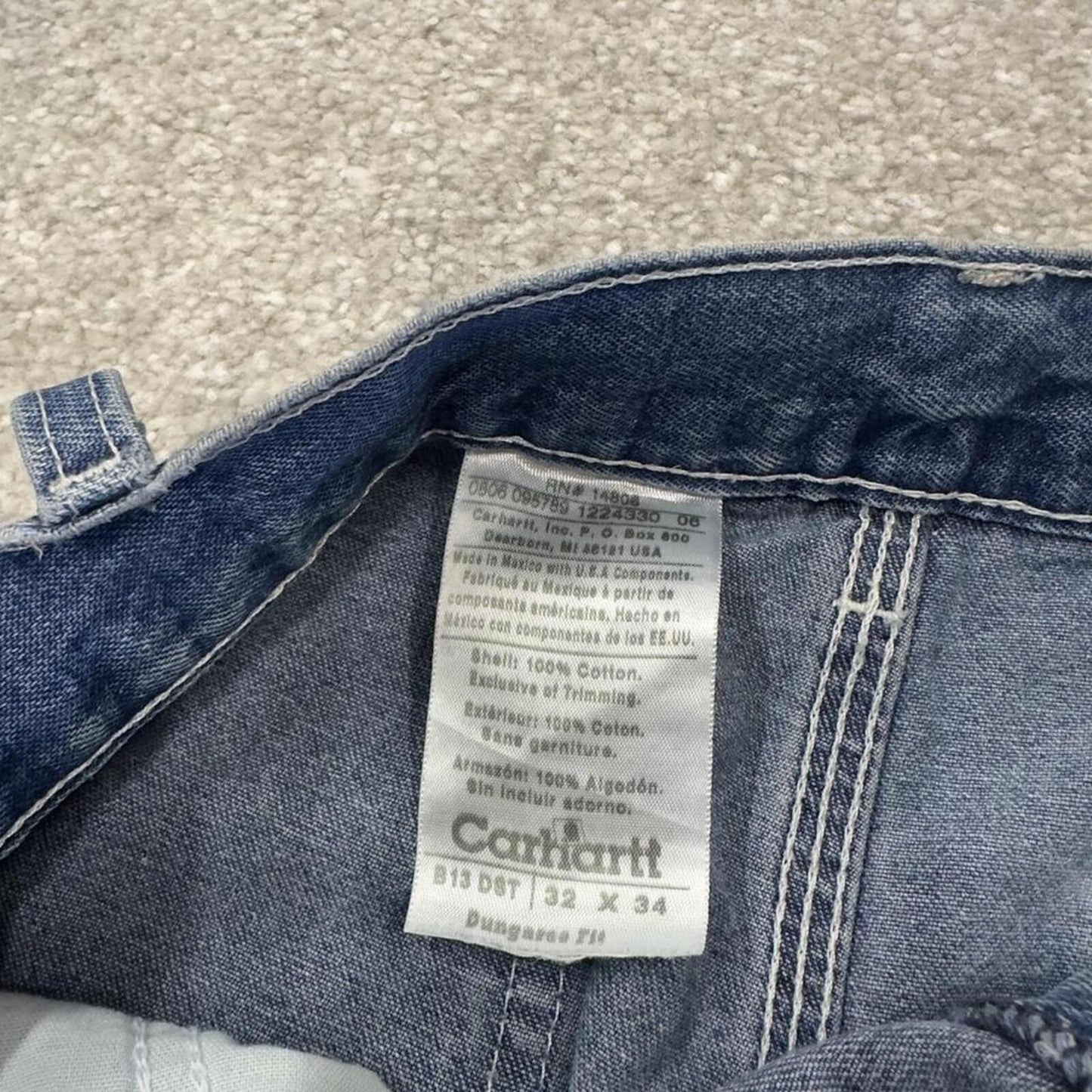 Carhartt carpenter denim shorts y2k faded blue Loose skater style work jorts