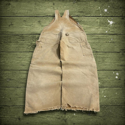 Carhartt canvas dungarees y2k tan overalls Loose festival / skate wear bib & brace utility workwear