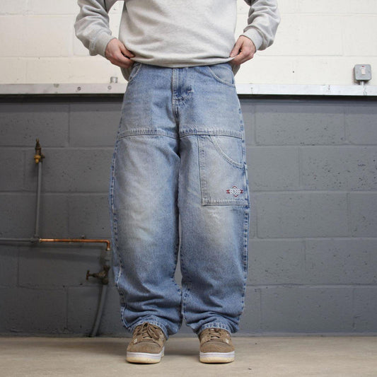 BOSS baggy carpenter jeans y2k loose W32L32 thick denim skater style pants casual wear autumn