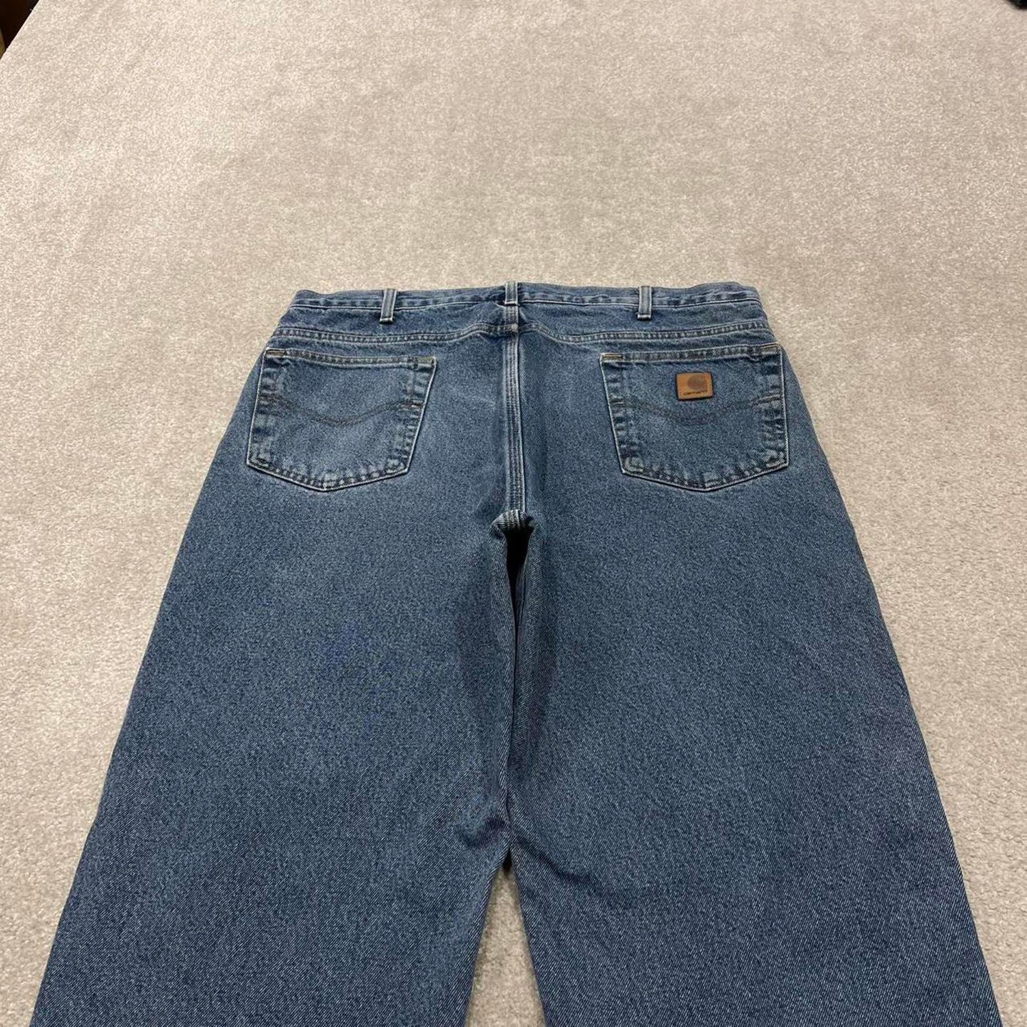 Vintage Y2K Carhartt jeans checkered lining blue Loose flannel skate style workwear pants