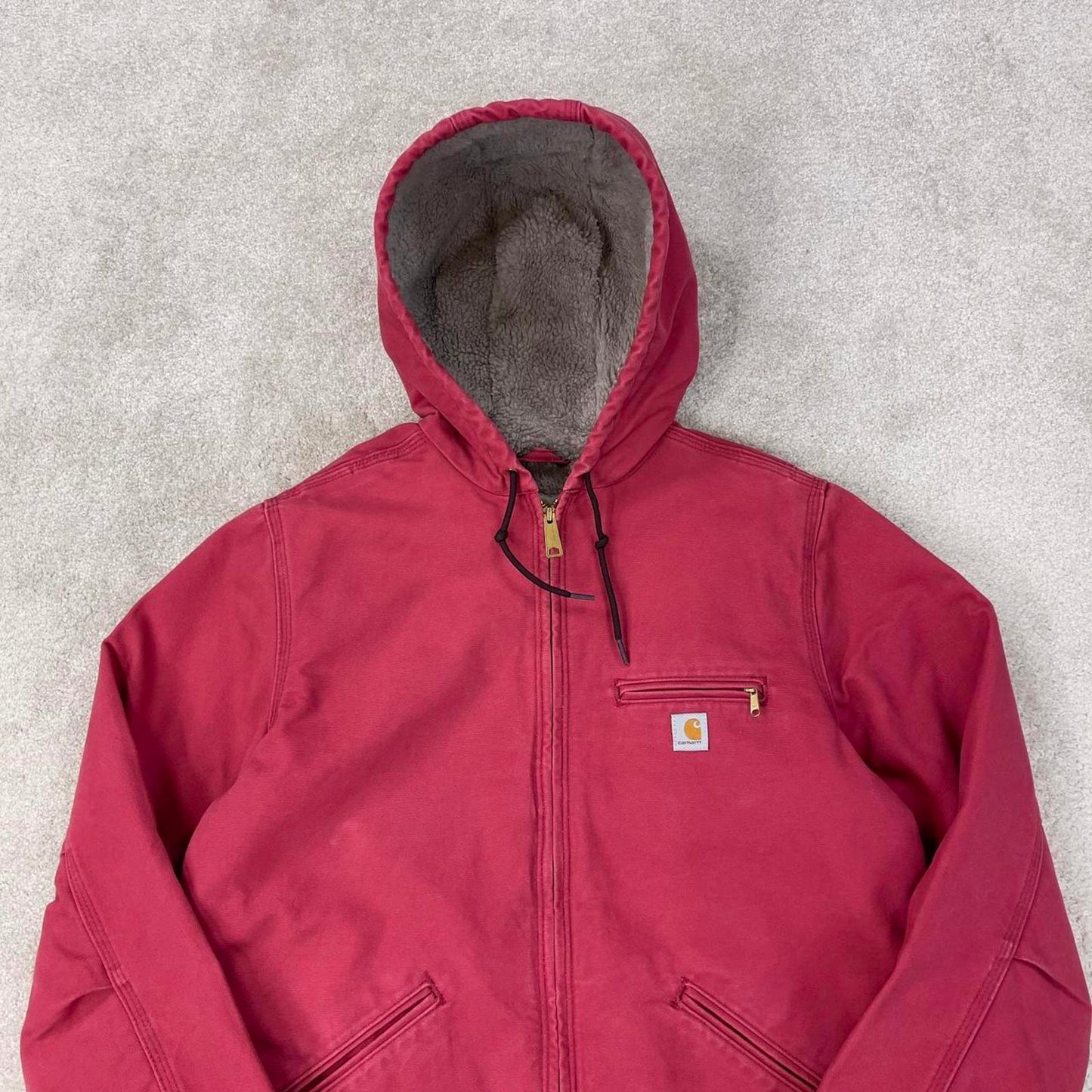 Vintage Carhartt Sierra jacket Large 12/14 dusty pink sherpa lined hooded authentic active