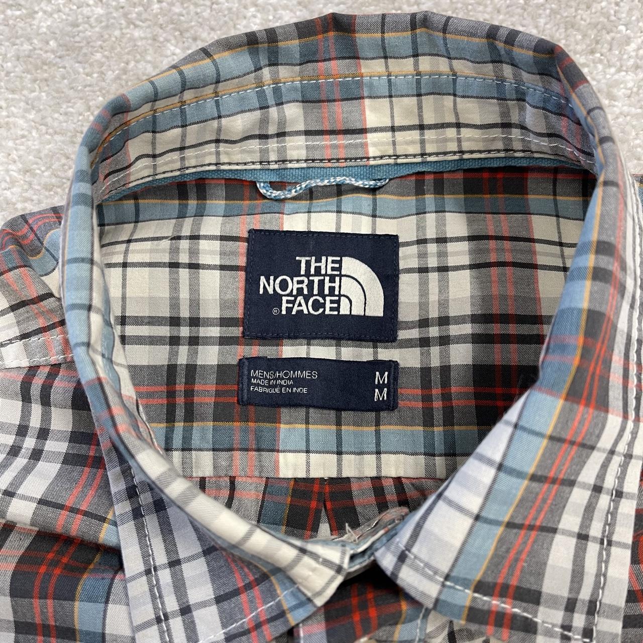 North Face checkered short sleeve shirt TNF festival style button down summer shirt