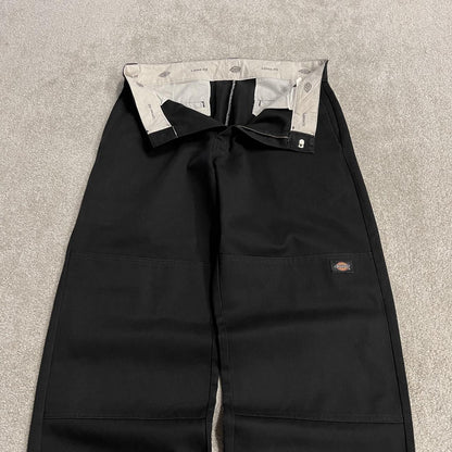 Dickies baggy double knee pants black W34L30 Wide leg chino skate style cargo work trousers