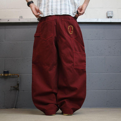 Extra baggy carpenter jeans wide leg y2k W36L29 red Loose fit skater style work cargos