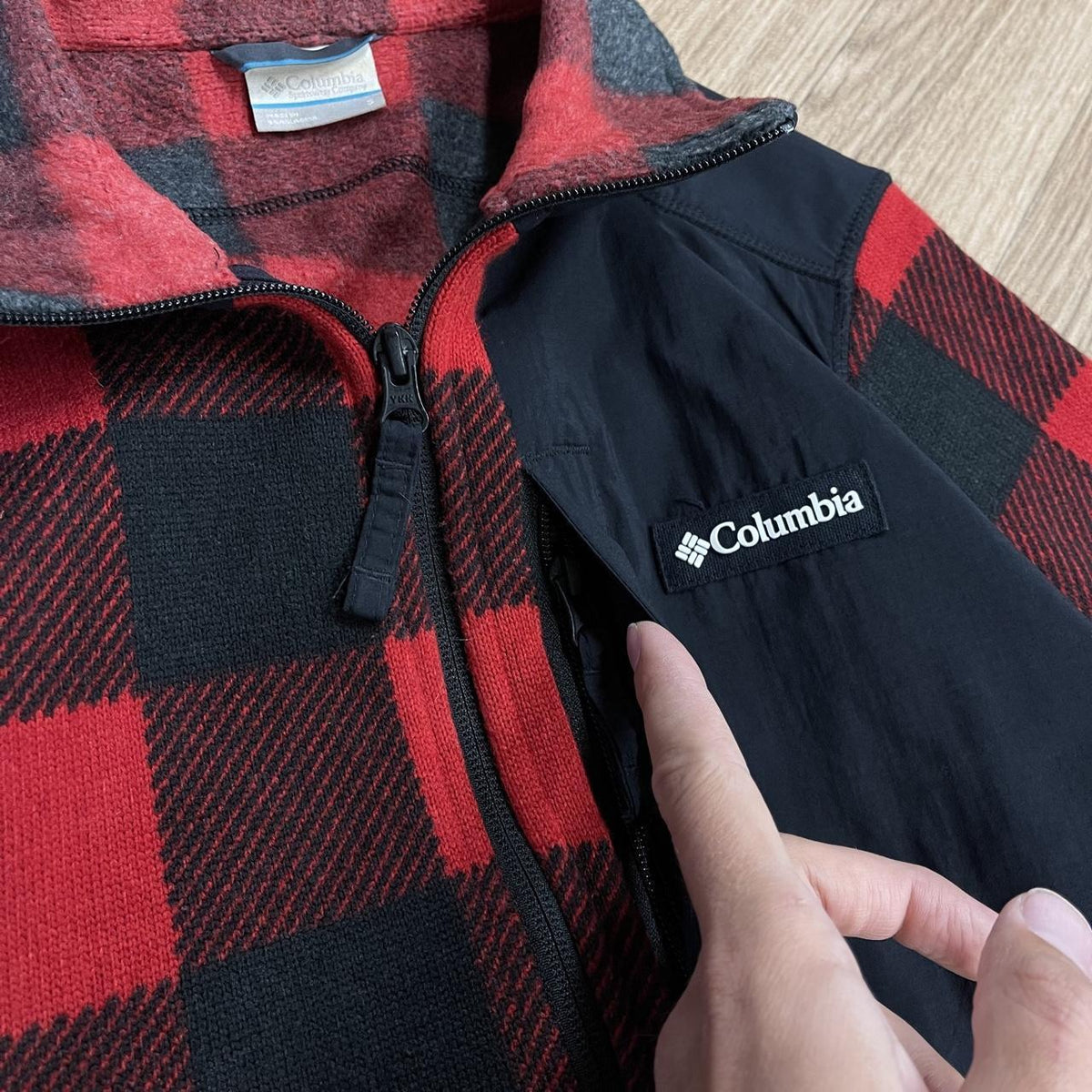 Y2K Colombia fleece checkered pattern Half zip autumn paneled check fleece